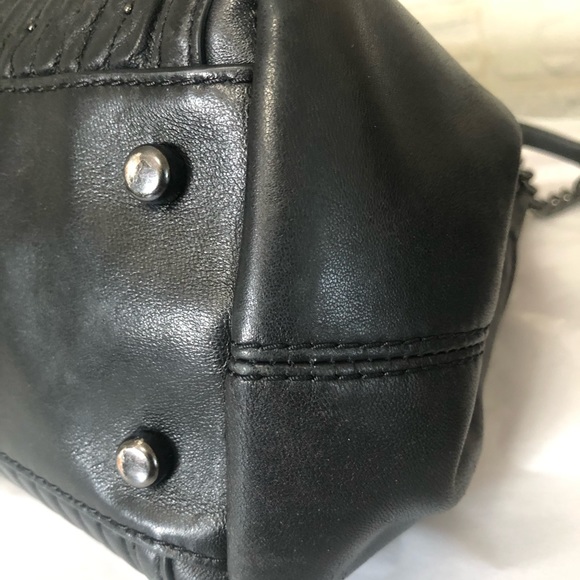 Coach Edie Quilted Black Leather Studded Turnlock Chain Straps Shoulder Bag❤️ - Picture 9 of 16